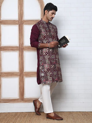 Embroidered Straight Kurta Set For Men