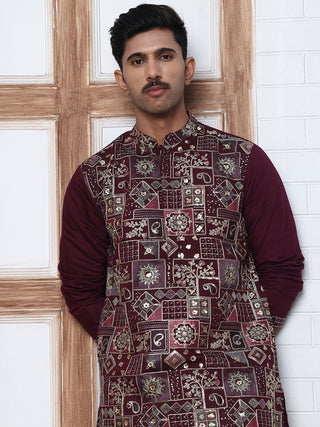 Embroidered Straight Kurta Set For Men