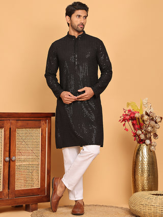 Embroidered & Sequence Kurta Pyjama for Men