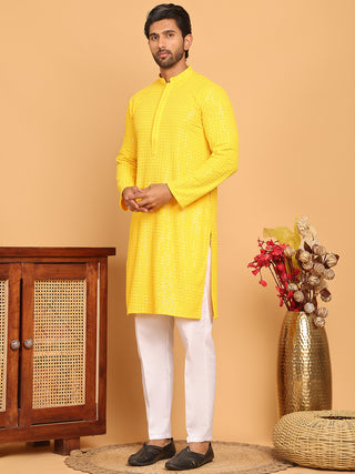 Embroidered & Sequence Kurta Pyjama for Men