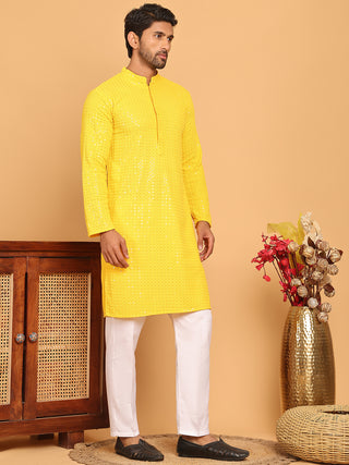 Embroidered & Sequence Kurta Pyjama for Men