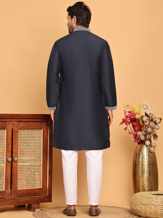 Embroidered Straight Kurta Set For Men