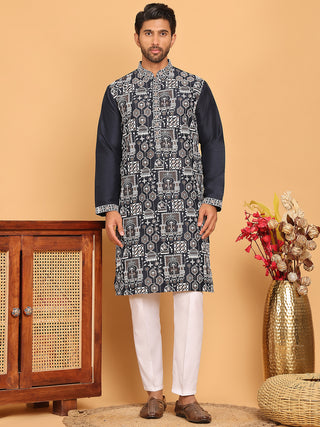 Embroidered Straight Kurta Set For Men
