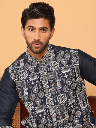 Embroidered Straight Kurta Set For Men