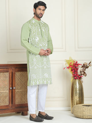Embroidered Straight Kurta Pyjama Set