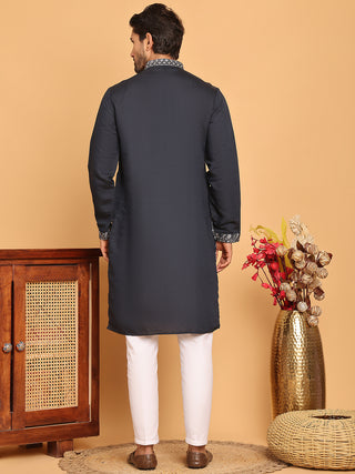 Embroidered Straight Kurta Pyjama Set For Men