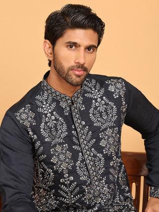 Embroidered Straight Kurta Pyjama Set For Men