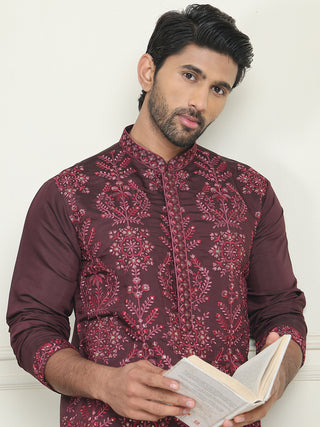 Embroidered Straight Kurta Pyjama Set For Men