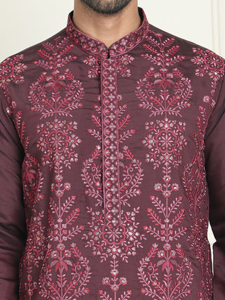 Embroidered Straight Kurta Pyjama Set For Men
