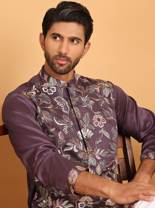 Embroidered Straight Kurta Set For Men