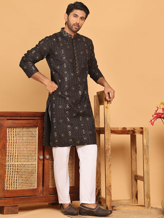 Men's Sequins Embroidered Kurta With Pyjama