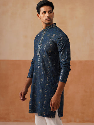 Men's Sequins Embroidered Kurta With Pyjama