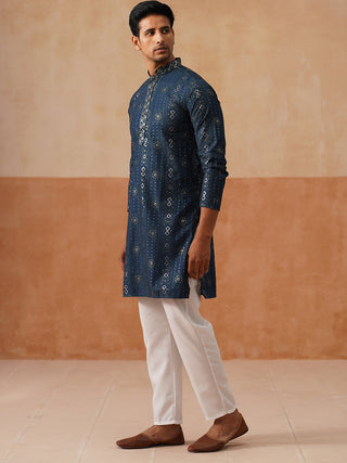 Men's Sequins Embroidered Kurta With Pyjama