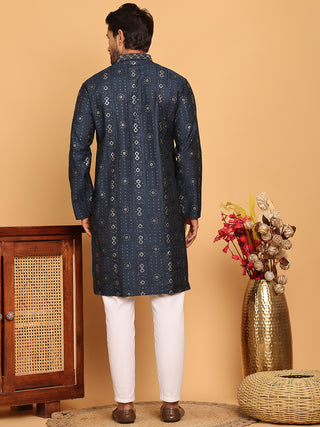 Men's Sequins Embroidered Kurta With Pyjama