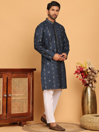 Men's Sequins Embroidered Kurta With Pyjama