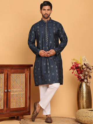 Men's Sequins Embroidered Kurta With Pyjama