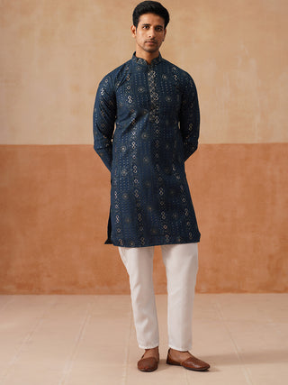 Men's Sequins Embroidered Kurta With Pyjama