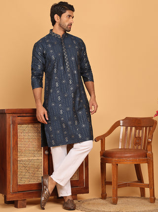 Men's Sequins Embroidered Kurta With Pyjama