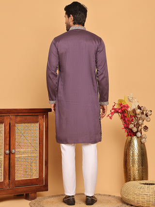 Embroidered Straight Kurta Set For Men