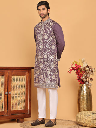 Embroidered Straight Kurta Set For Men