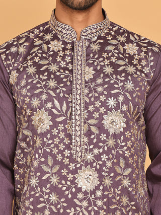Embroidered Straight Kurta Set For Men