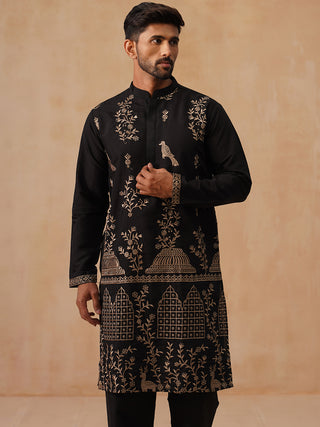 Embroidered Straight Kurta Set For Men