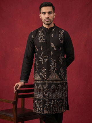 Embroidered Straight Kurta Set For Men