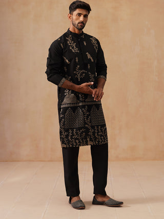 Embroidered Straight Kurta Set For Men