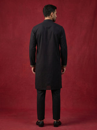 Embroidered Straight Kurta Set For Men