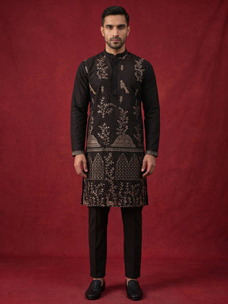Embroidered Straight Kurta Set For Men
