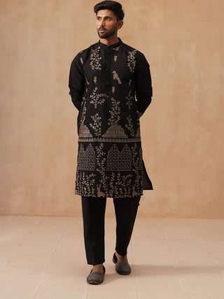 Embroidered Straight Kurta Set For Men