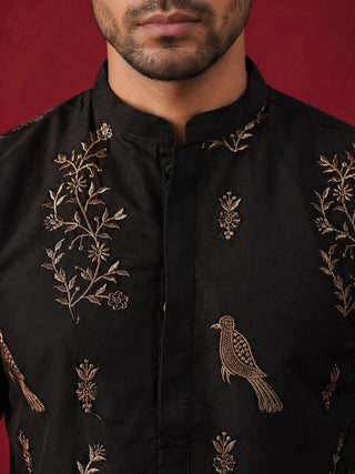 Embroidered Straight Kurta Set For Men