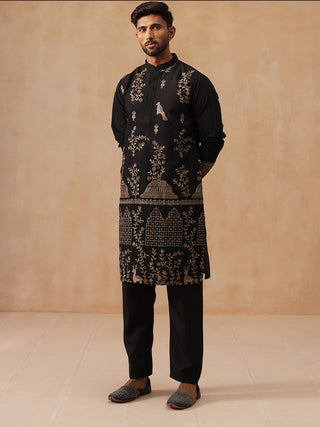 Embroidered Straight Kurta Set For Men