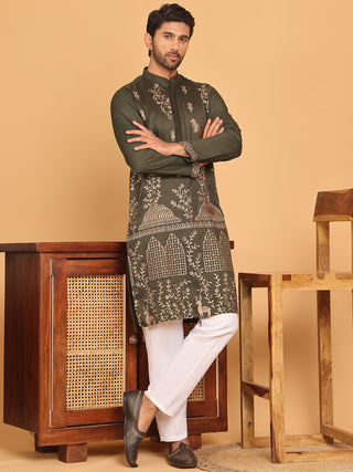 Embroidered Straight Kurta Set For Men