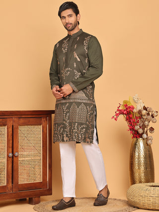 Embroidered Straight Kurta Set For Men
