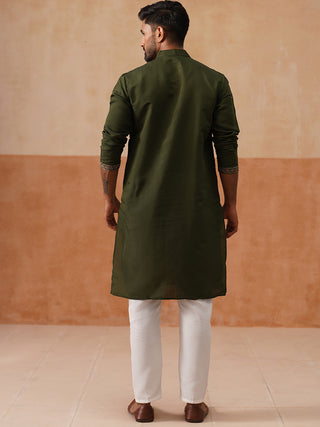 Embroidered Straight Kurta Set For Men