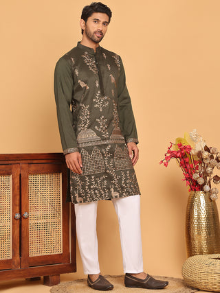 Embroidered Straight Kurta Set For Men