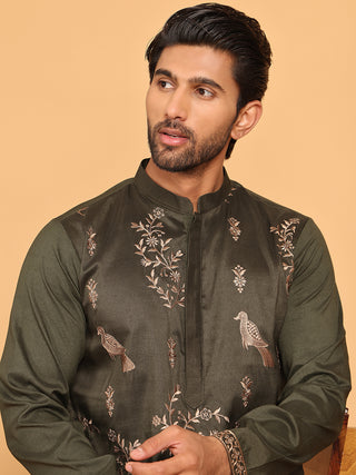 Embroidered Straight Kurta Set For Men
