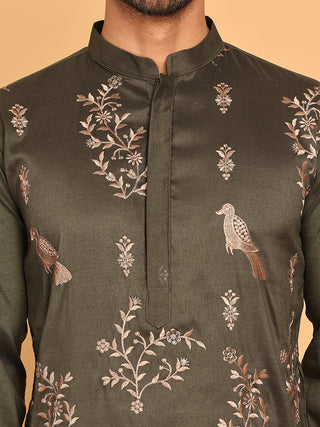 Embroidered Straight Kurta Set For Men
