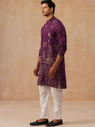 Embroidered Straight Kurta Set For Men