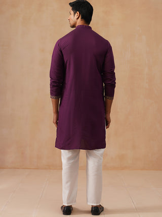 Embroidered Straight Kurta Set For Men
