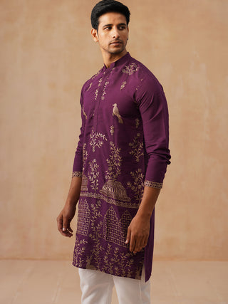 Embroidered Straight Kurta Set For Men