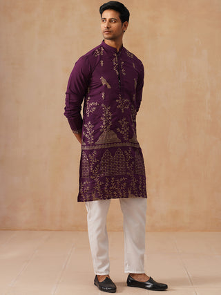 Embroidered Straight Kurta Set For Men