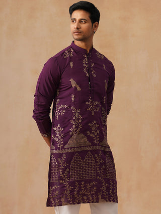 Embroidered Straight Kurta For Men