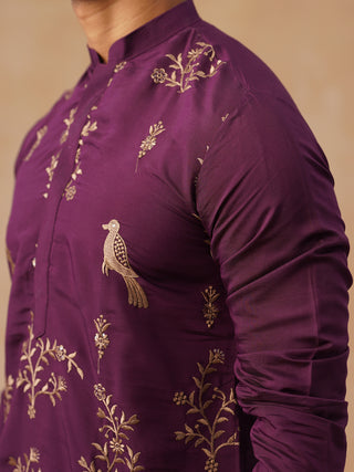 Embroidered Straight Kurta Set For Men
