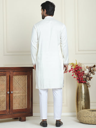 Embroidered Straight Kurta Set For Men