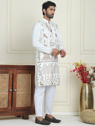 Embroidered Straight Kurta Set For Men