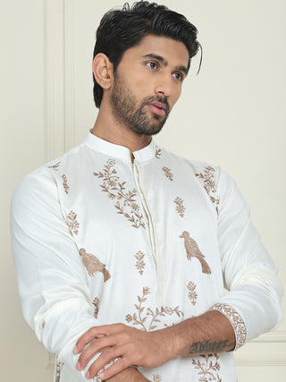 Embroidered Straight Kurta Set For Men