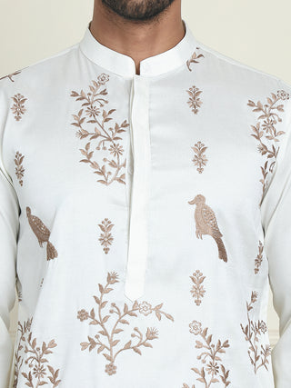 Embroidered Straight Kurta Set For Men