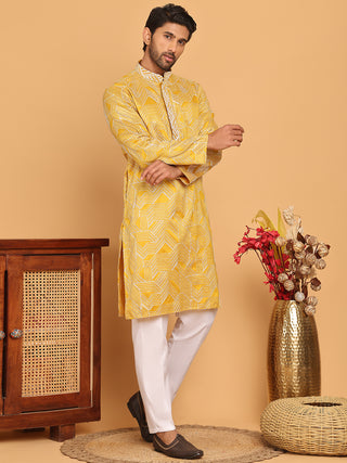 Embroidered straight Kurta with Pyjamas